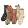 OEM Wholesale Autumn and Winter Cotton Plaid Medium Tube Socks
