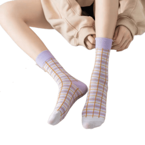 OEM Wholesale Women's Long Tube Purple Stripe Series Pure Cotton Socks