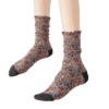 OEM Wholesale Women's Retro Floral Mid-tube Lace Gold Silk Socks